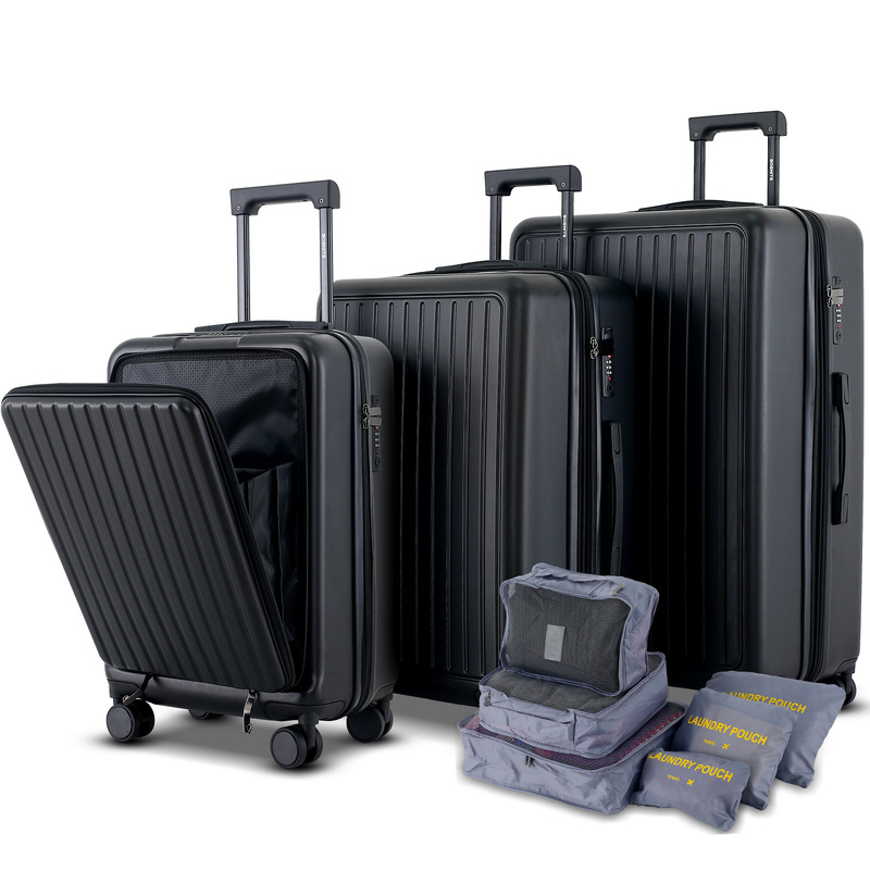 3 Piece Luggage Suitcase Set - Black Hard Case Carry on Travel Suitcases