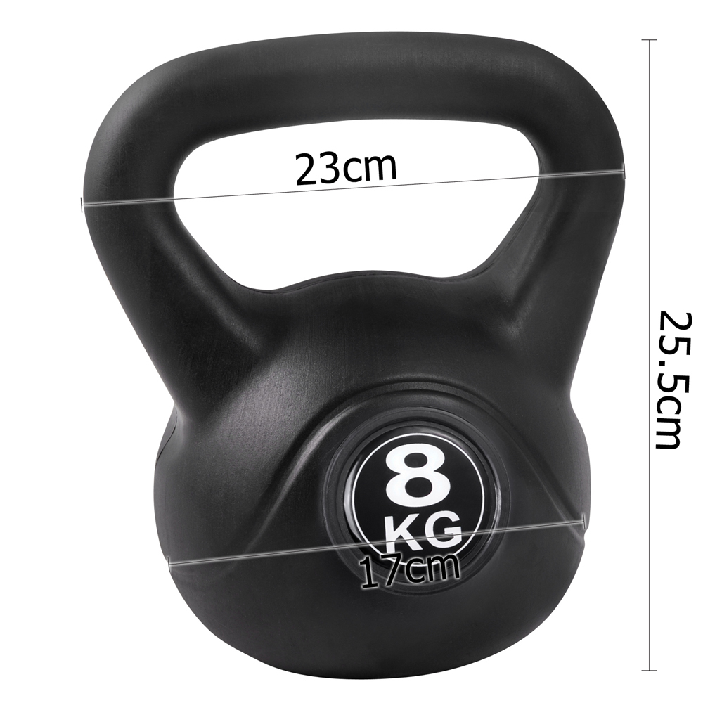 Kettle Bell Set of 5 Weights 2kg 4kg 6kg 8kg Everfit Black Home Gym Workout