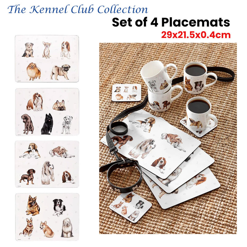 Set of 4 Kennel Club Table Placemats 29x21x0.4 cm