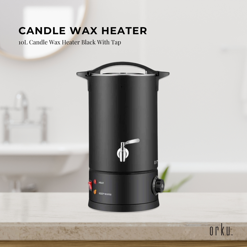 10L Candle Wax Heater Black With Tap And Accessories - Candle Wax Melter