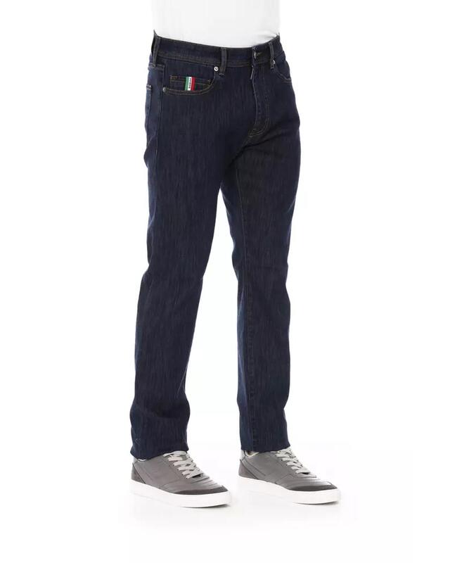 Logo Button Regular Fit Jeans with Tricolor Insert and Contrast Stitching W33 US Men