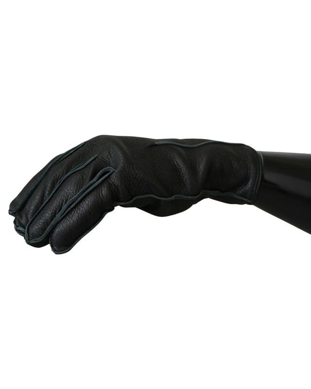 100% Authentic Dolce &amp; Gabbana Black Biker Gloves - Leather 10 Men