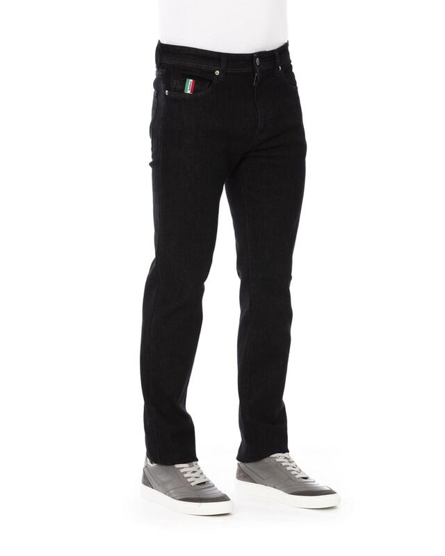 Regular Man Jeans with Logo Button and Tricolor Insert W36 US Men