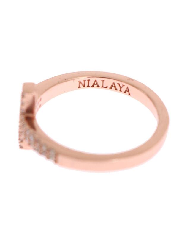 Authentic NIALAYA Pink Gold Plated Silver Ring 49 EU Women