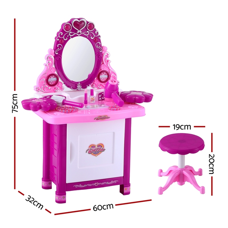 Keezi Kids Pretend Makeup Play Set Dressing Table Chair Girls Toys Children