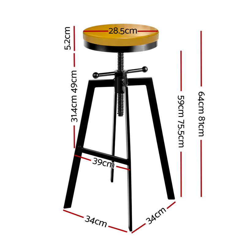 Artiss Adjustable Height Swivel Bar Stool - Black and Wood