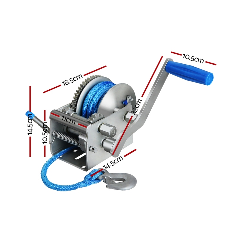 Giantz 3 Speed Hand Winch Synthetic Rope