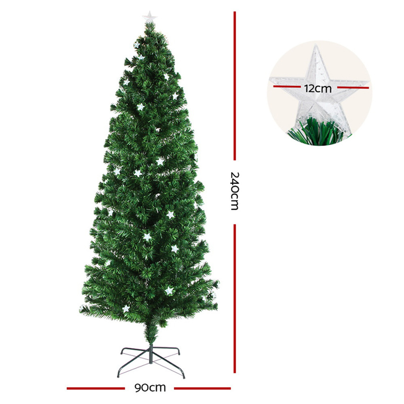 Jingle Jollys 2.4m Christmas Tree Optic Fibre LED Xmas tree Multi Colour