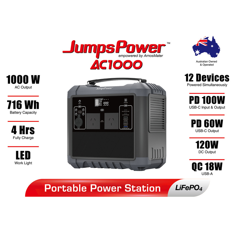 1000W Portable Power Station JumpsPower Battery Charger 716Wh LED Light