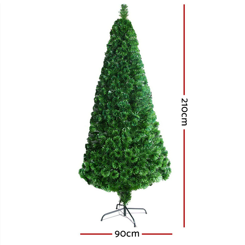 Jingle Jollys Christmas Tree 2.1M LED Xmas trees Optic Fibre Multi Colour
