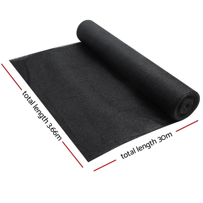 Instahut 90% Shade Cloth 3.66x30m Shadecloth Sail Heavy Duty Black