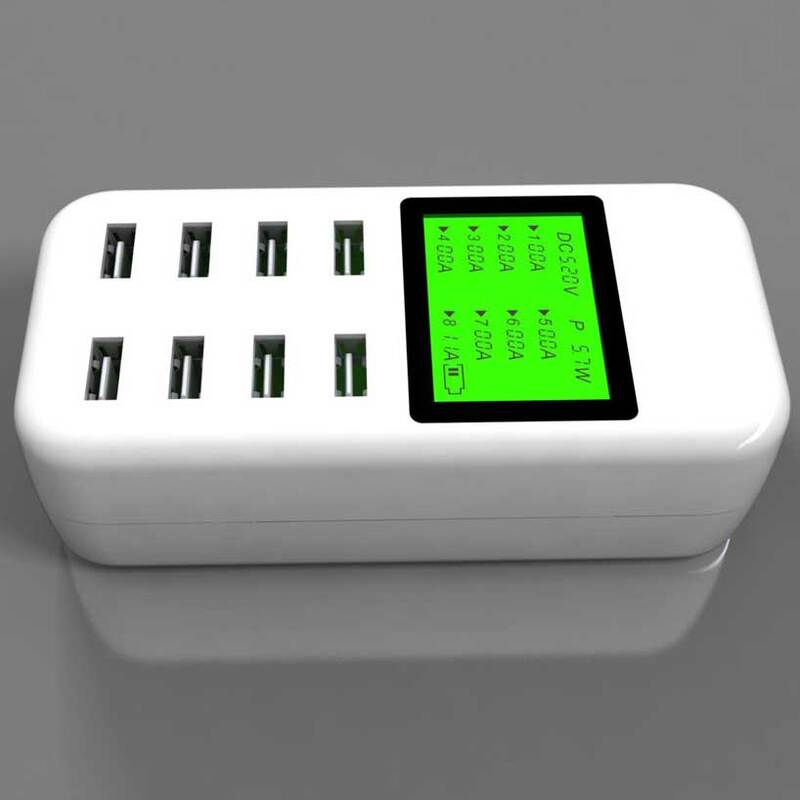 8 port USB Desktop Charger 5V/8A Multi Smart Fast Charging Station With LCD Display