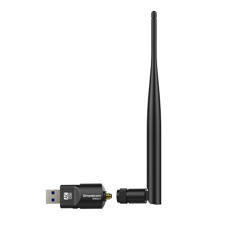 Simplecom NW621 AC1200 WiFi Dual Band USB Adapter with 5dBi High Gain Antenna