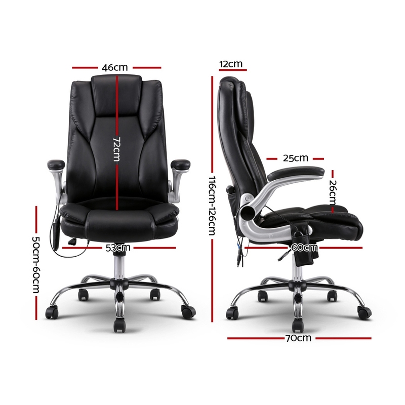 8 Point PU Leather Massage Chair - Black