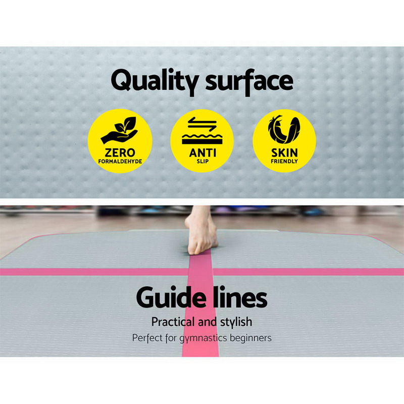 Gymnastic 3m x 1m Everfit Air Track Mat Tumbling Pink and Grey