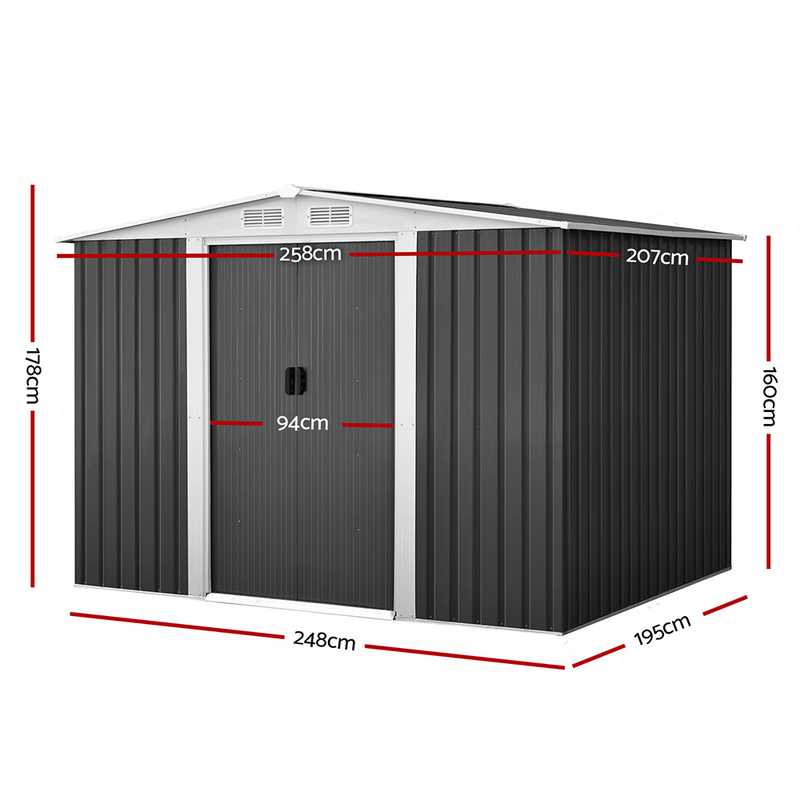 Giantz Garden Shed Outdoor Storage Sheds Tool Workshop 2.58X2.07M with Base