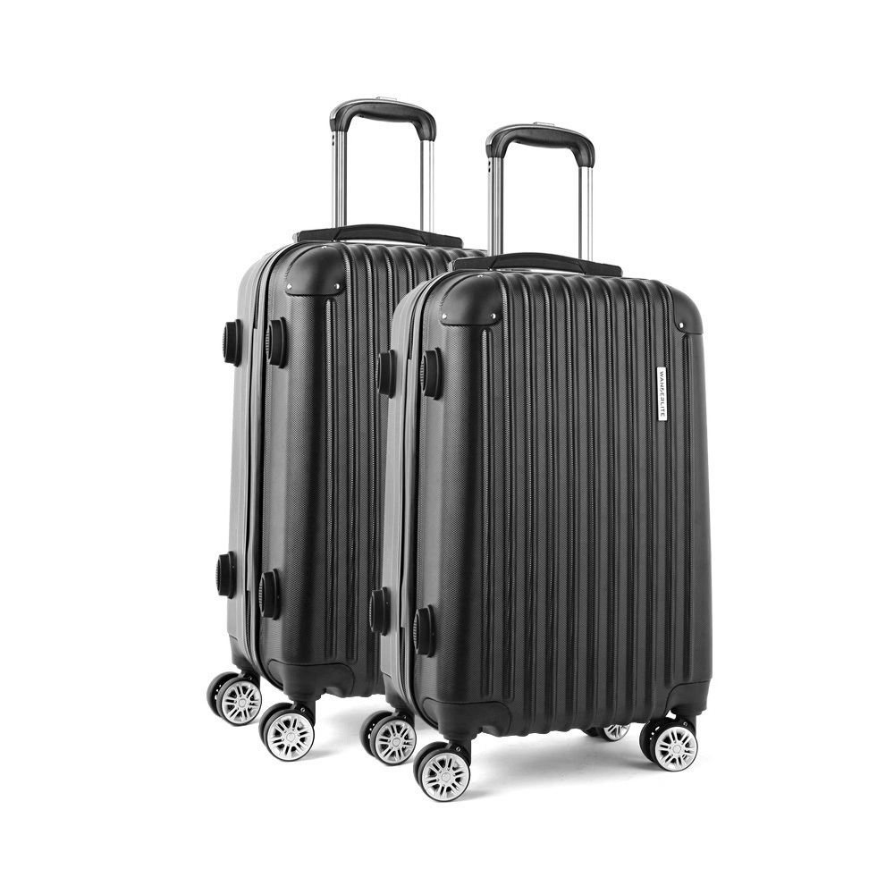 Wanderlite 2 Piece Lightweight Hard Suit Case Luggage Black