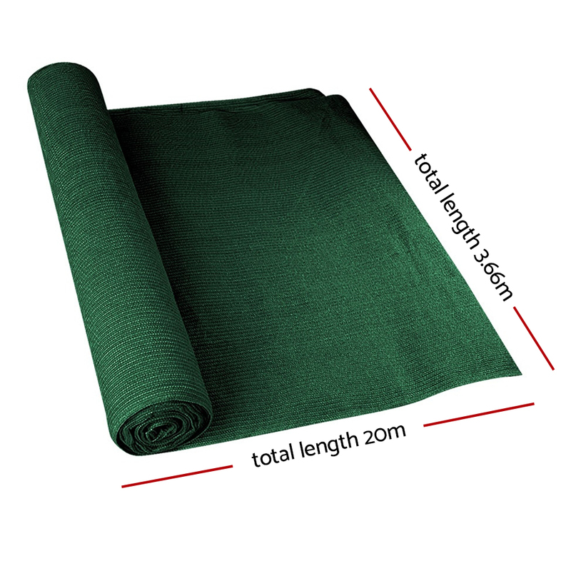 Instahut 90% Sun Shade Cloth Shadecloth Sail Roll Mesh 3.66x20m 195gsm Green