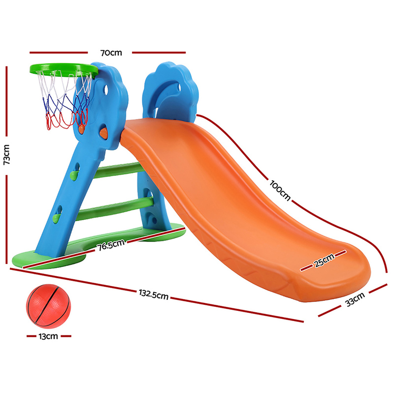 Keezi Kids Slide with Basketball Hoop with Ladder Base Outdoor Indoor Playground Toddler Play 