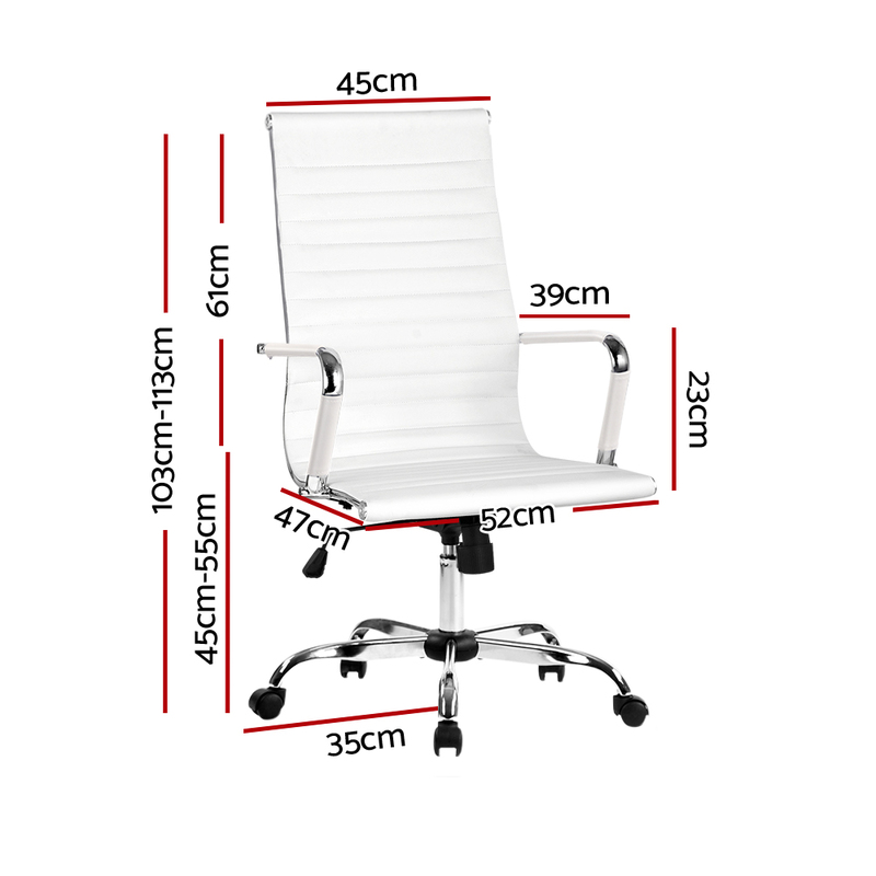 Artiss Office Chair PU Leather High Back White