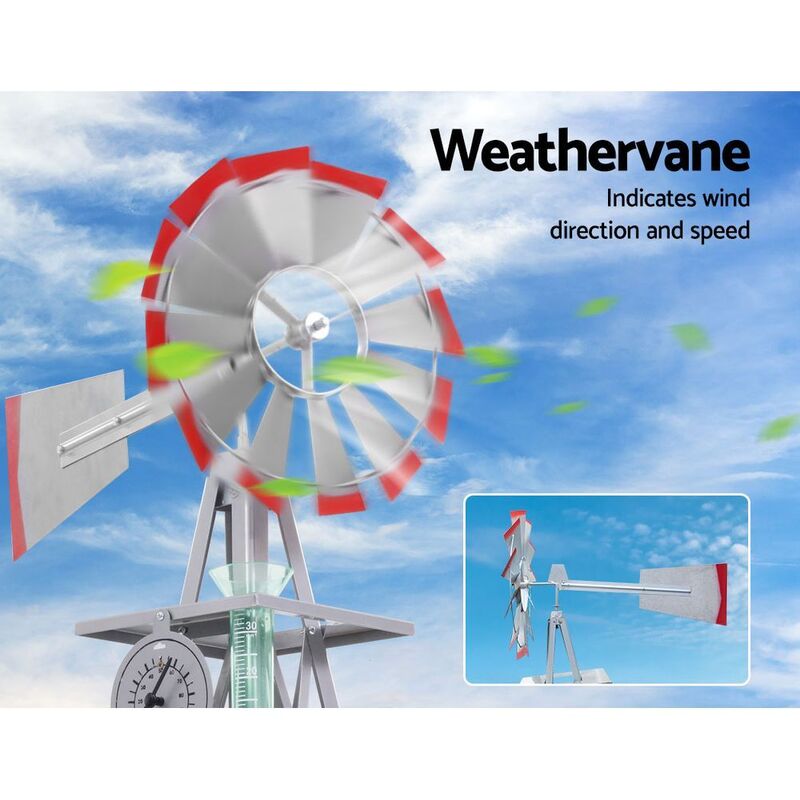 Garden Windmill 8ft 245cm Metal Ornaments Outdoor Decor Ornamental