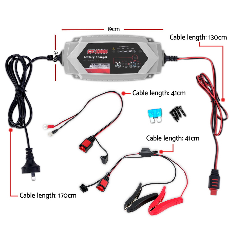 12V Automatic Car Battery Charger 6V 3.5Amp Vehicle Truck Chargers AGM