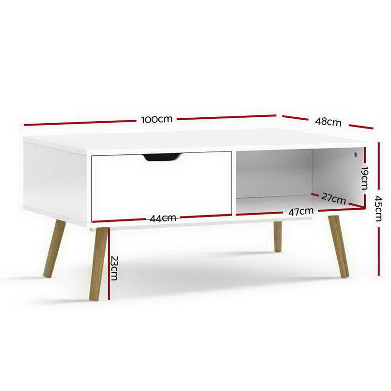 Artiss Coffee Table Storage Drawer White Larin