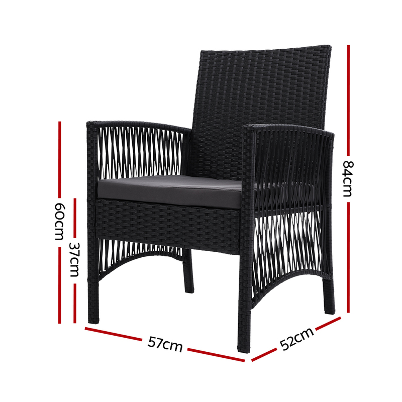 Gardeon 2PC Outdoor Dining Chairs Patio Furniture Wicker Lounge Chair Garden