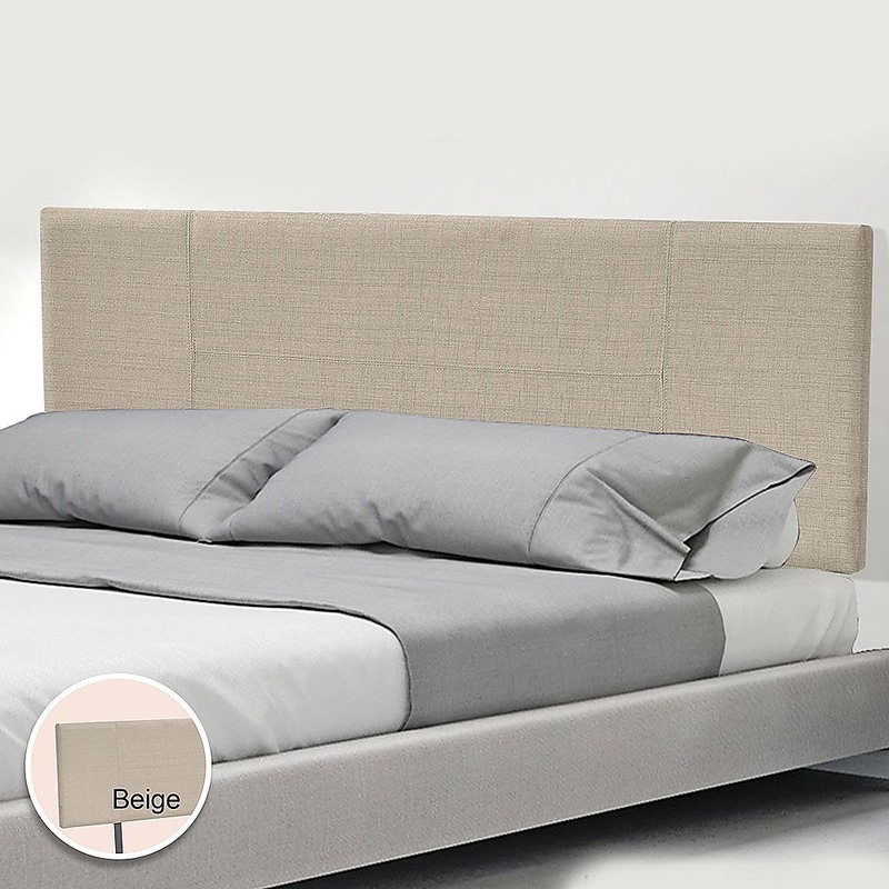 Linen Fabric King Bed Headboard Bedhead - Grey