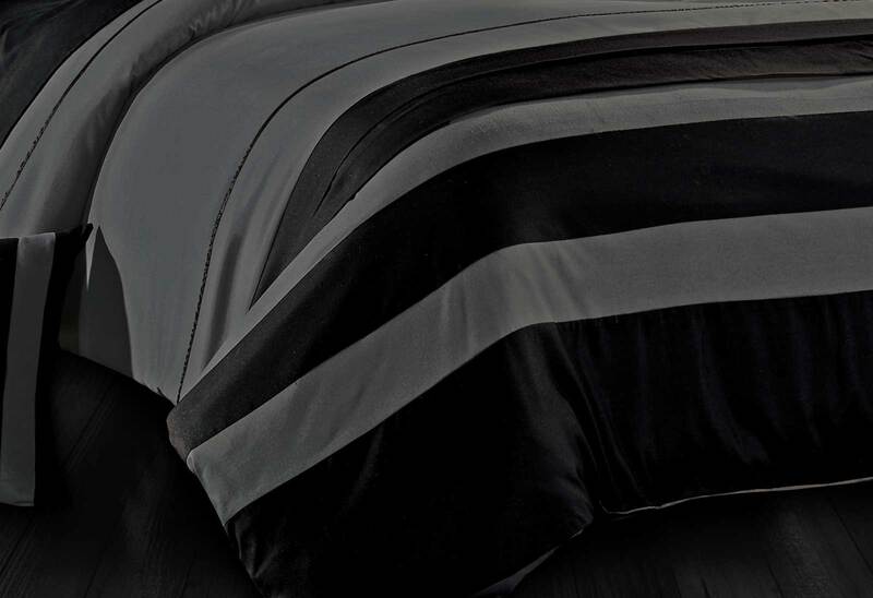 Luxton King Size Grey Black Sriped Quilt Cover Set(3PCS)
