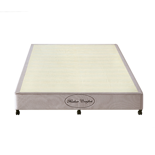 Mattress Base Ensemble Double Size Solid Wooden Slat in Beige with Removable Cover