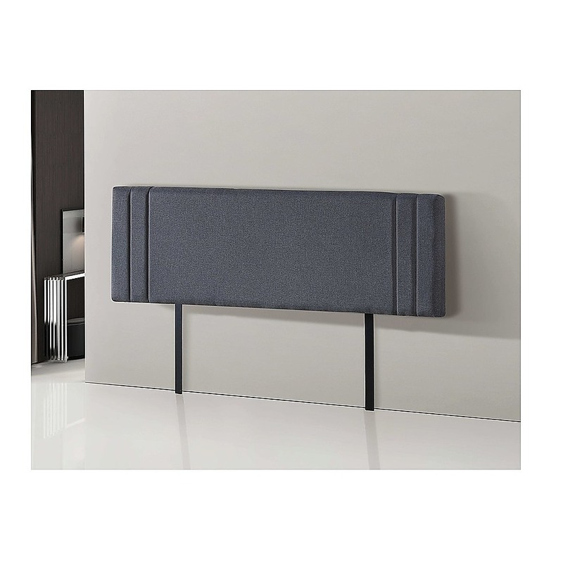 Linen Fabric King Bed Deluxe Headboard Bedhead - Grey