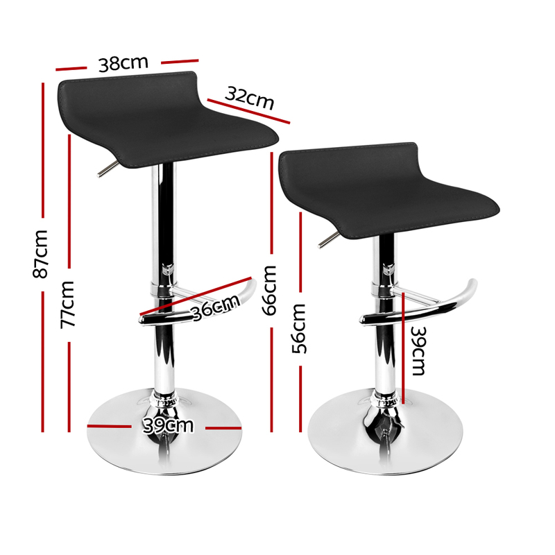 Artiss 4x Bar Stools Adjustable Gas Lift Chairs Black
