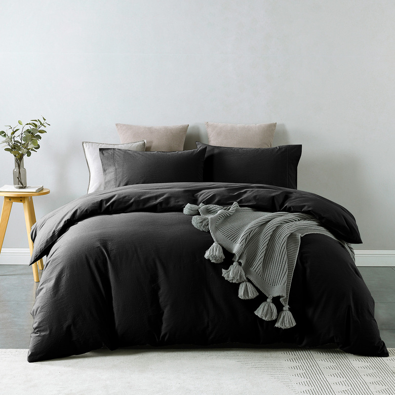 Royal Comfort Vintage Washed 100% Cotton Quilt Cover Set Bedding Ultra Soft - Single - Charcoal