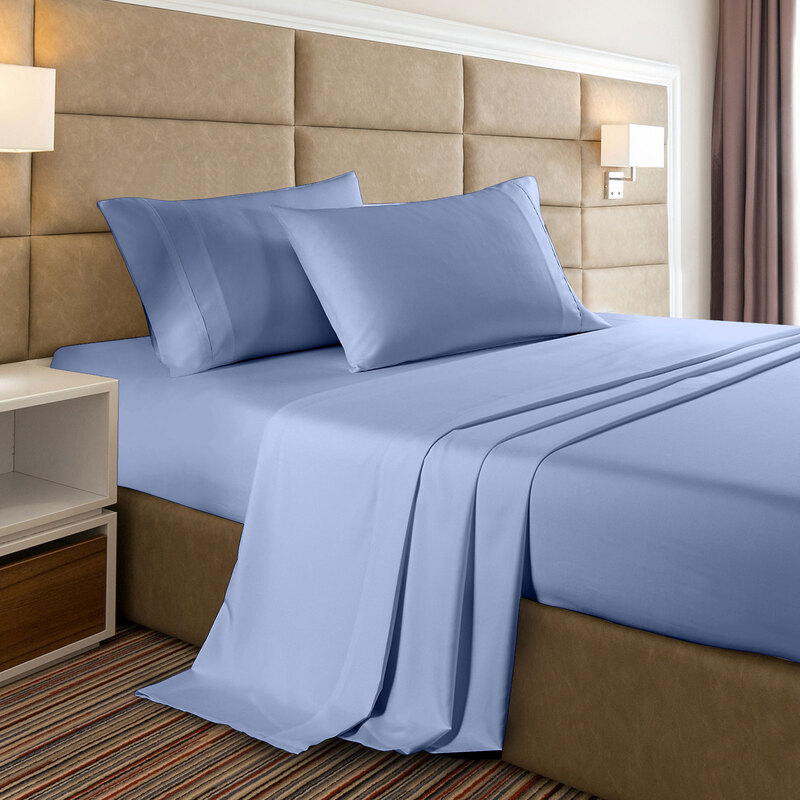 Casa Decor 2000 Thread Count Bamboo Cooling Sheet Set Ultra Soft Bedding - Double - Light Blue
