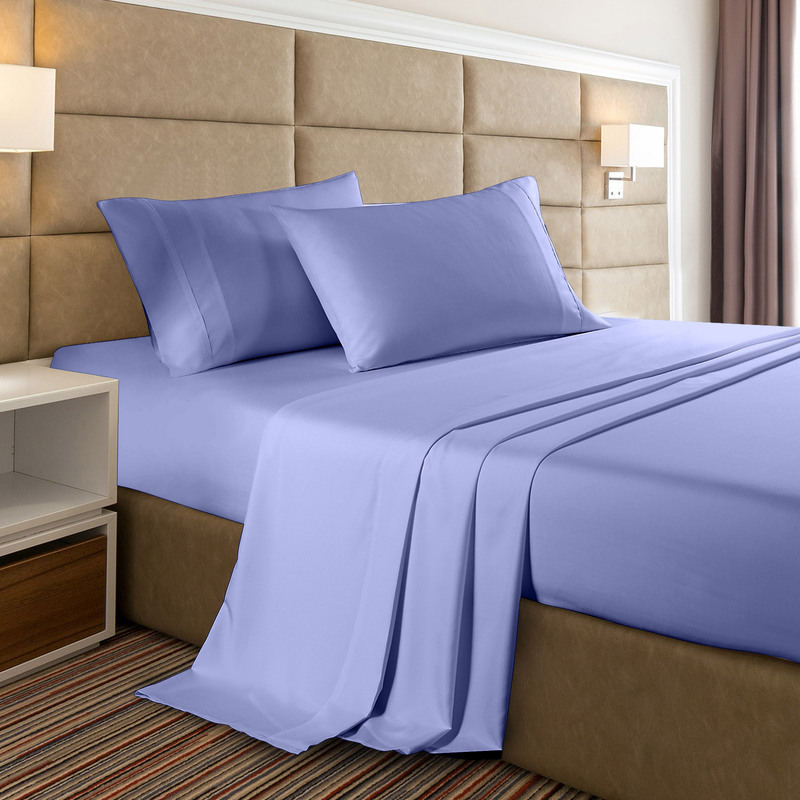 Casa Decor 2000 Thread Count Bamboo Cooling Sheet Set Ultra Soft Bedding - Double - Mid Blue