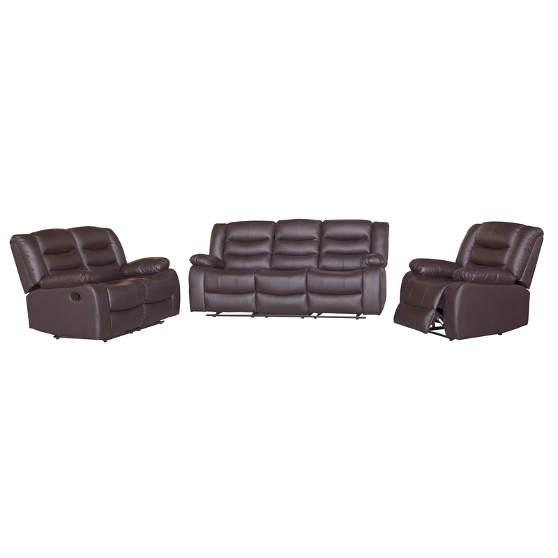 3+2+1 Seater Recliner Sofa In Faux Leather Lounge Couch in Brown
