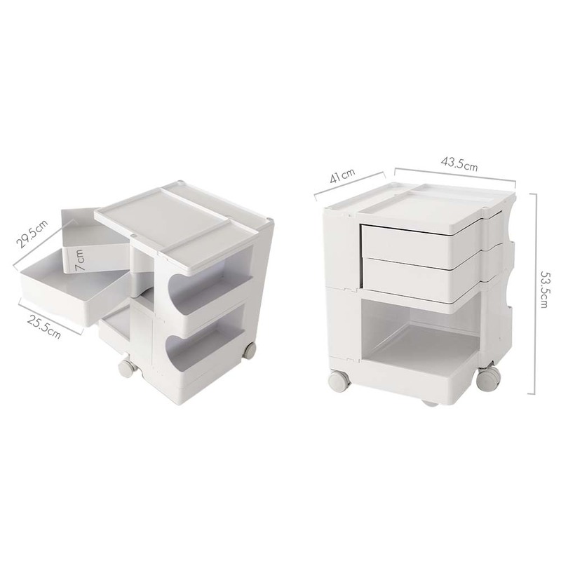 ArtissIn Storage Trolley Bedide Table 3 Tier Cart Boby Replica White
