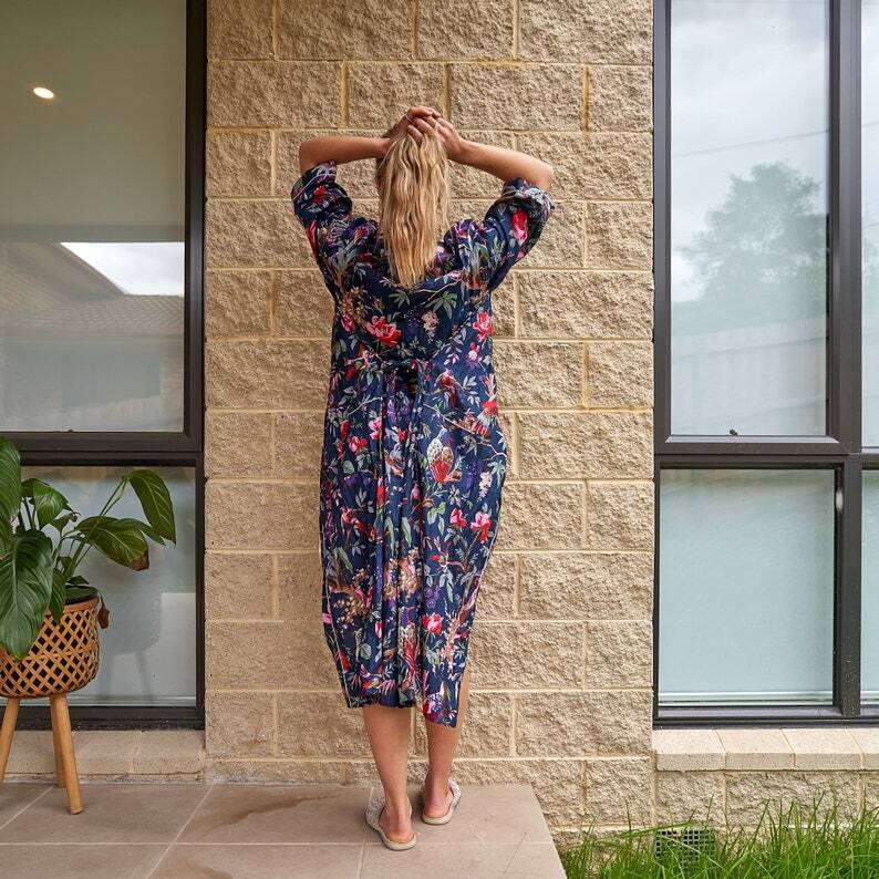 Linen Connections Frida Cotton Kimono Bathrobe Valentines Day Gift