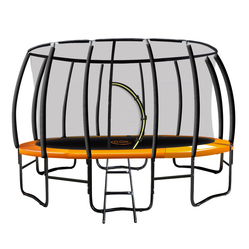 Kahuna 14ft Trampoline Free Ladder Spring Mat Net Safety Pad Cover Round Enclosure - Orange