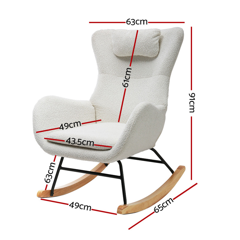 Artiss Rocking Armchair Feeding Chair Boucle Fabric Armchairs