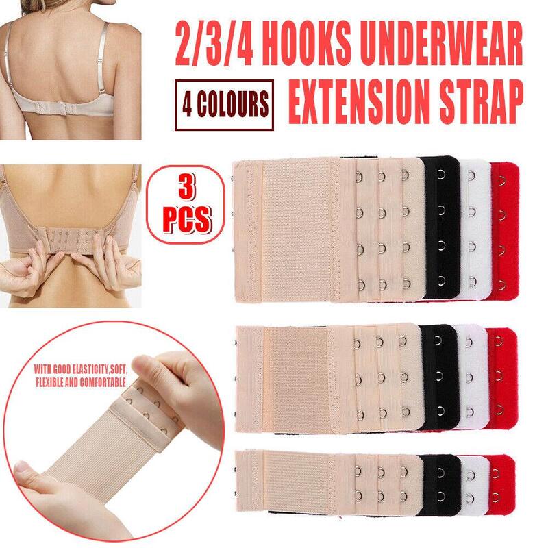 3PCS Bra Extender 2/3/4 Hooks Women Elastic Bra Extension Strap Hook Clip  Intimates Adjustable Lengthened Buckle Bra Accessories
