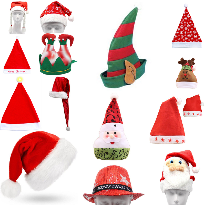 Christmas Unisex Adults Kids Novelty Hat Xmas Party Cap Santa Costume Dress Up, Santa Hat - Merry Christmas