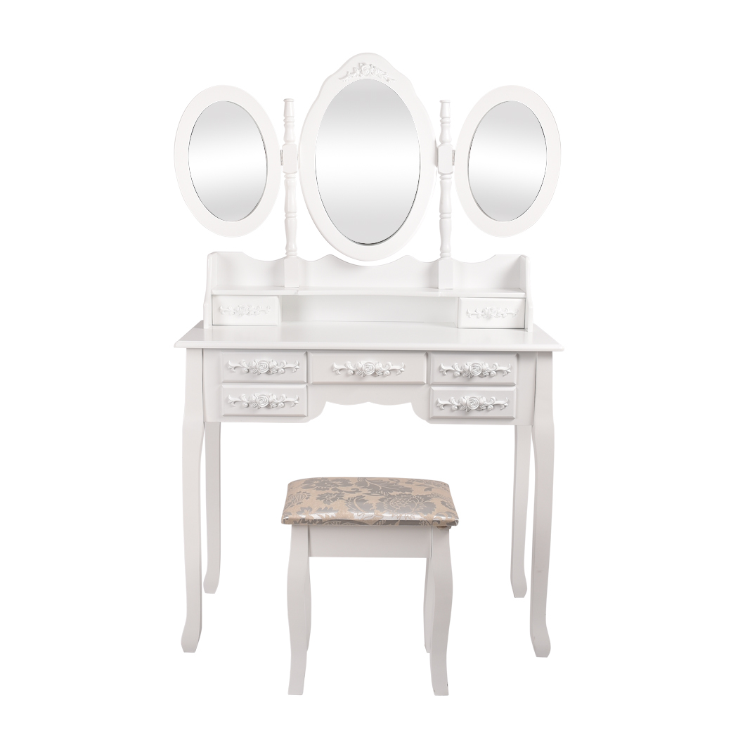 Levede Dressing Table Jewellery Organiser Mirror Makeup Drawer Bedroom Furniture