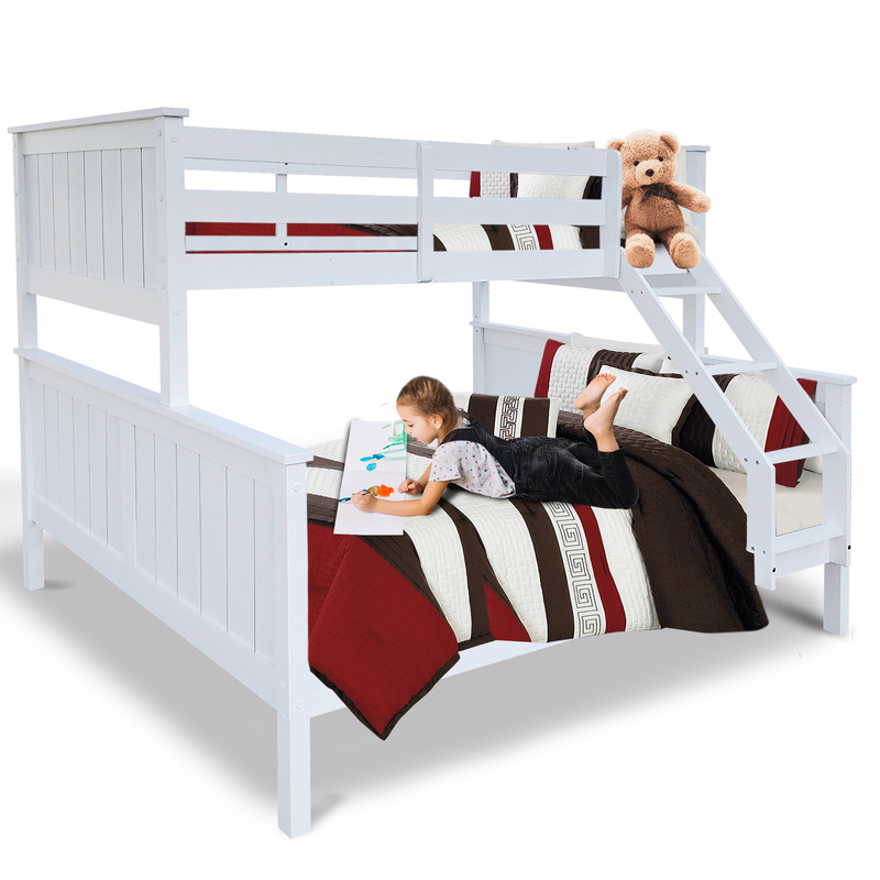 Royal Sleep Triple Bunk Bed for Kids - White Single Over Double Bunk Bed