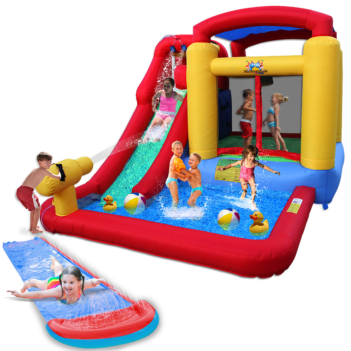 Inflatable Water Slide Jumping Castle Pool Bouncer Trampoline Kids Splash Toy A1 - Jump 4 Fun