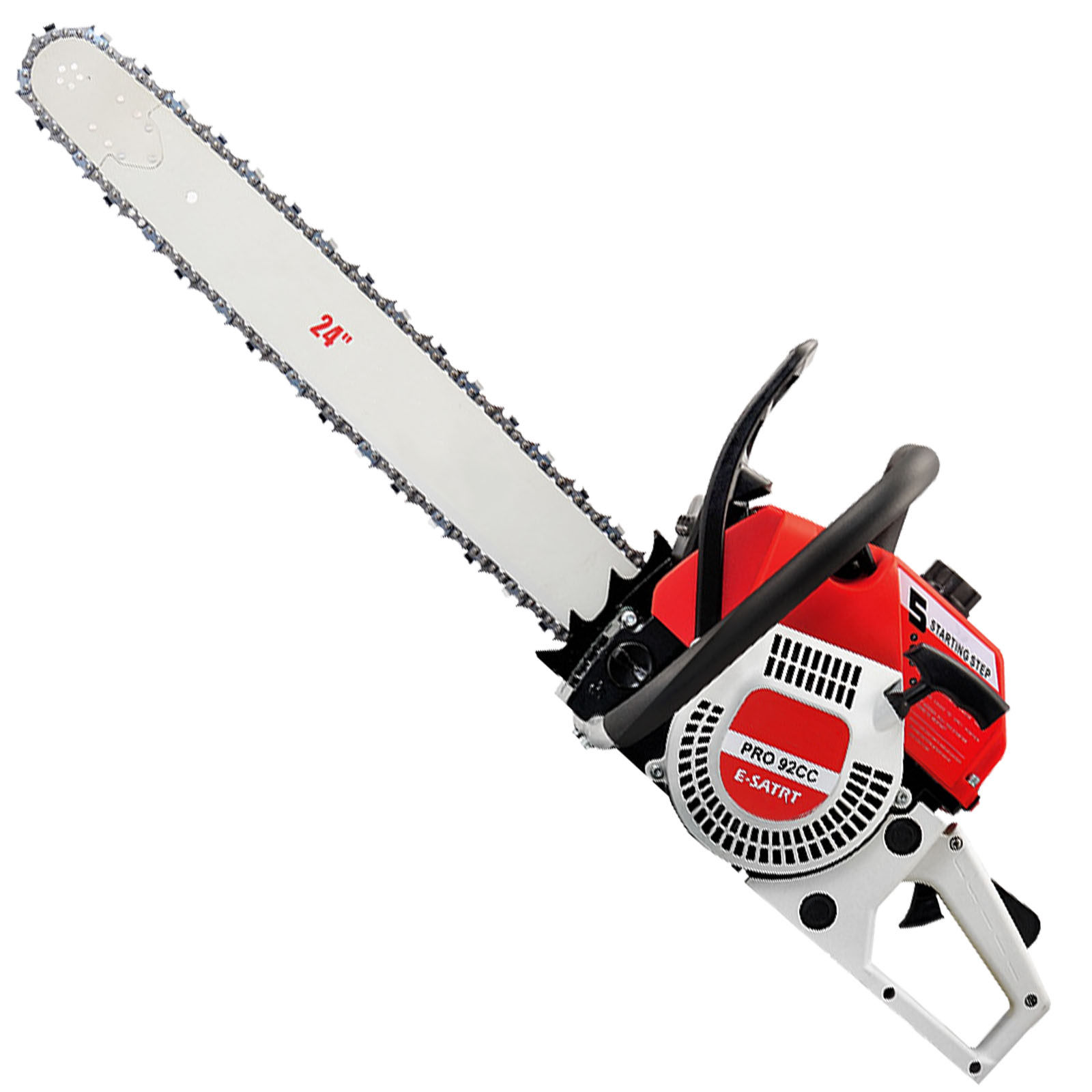 92CC Premium Commercial Grade Petrol 24" Chainsaw - Red & White