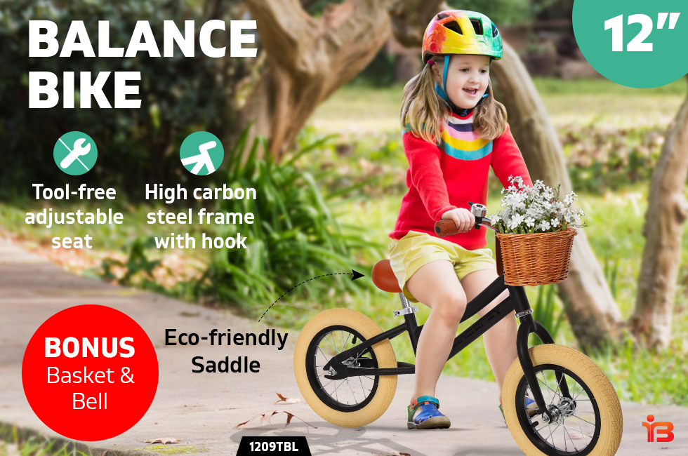 Norflx Kids Balance Bike Childrens Ride On Toy Baby Push Bicycle - BLACK