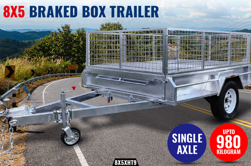 New 8x5 900MM Cage Heavy Duty Fully Welded Galvanised Box Trailer with ATM 1400K