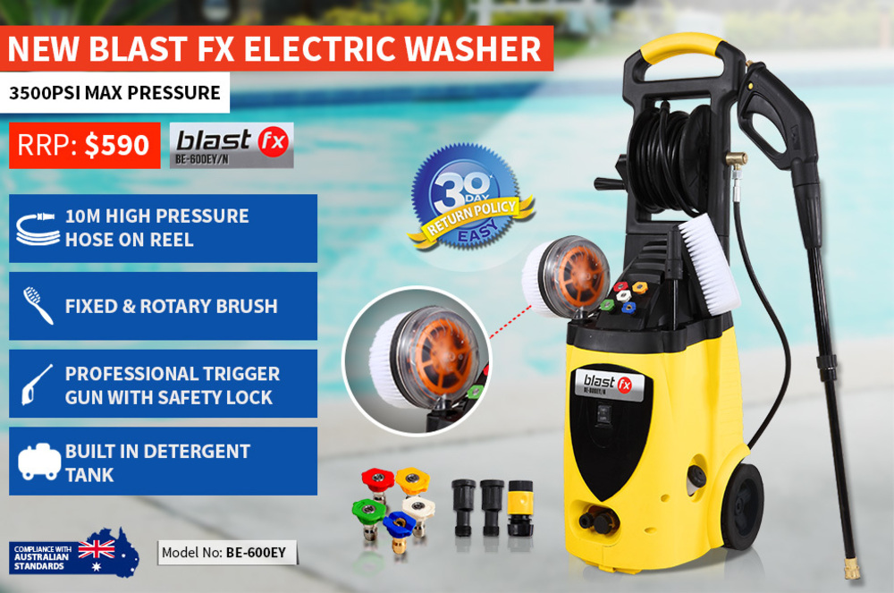 BLAST FX 3500 PSI High Pressure Water Cleaner Washer Electric Pump Hose Gurney